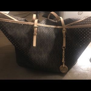 Women’s Michael Kors Perforated Brown Logo Tote